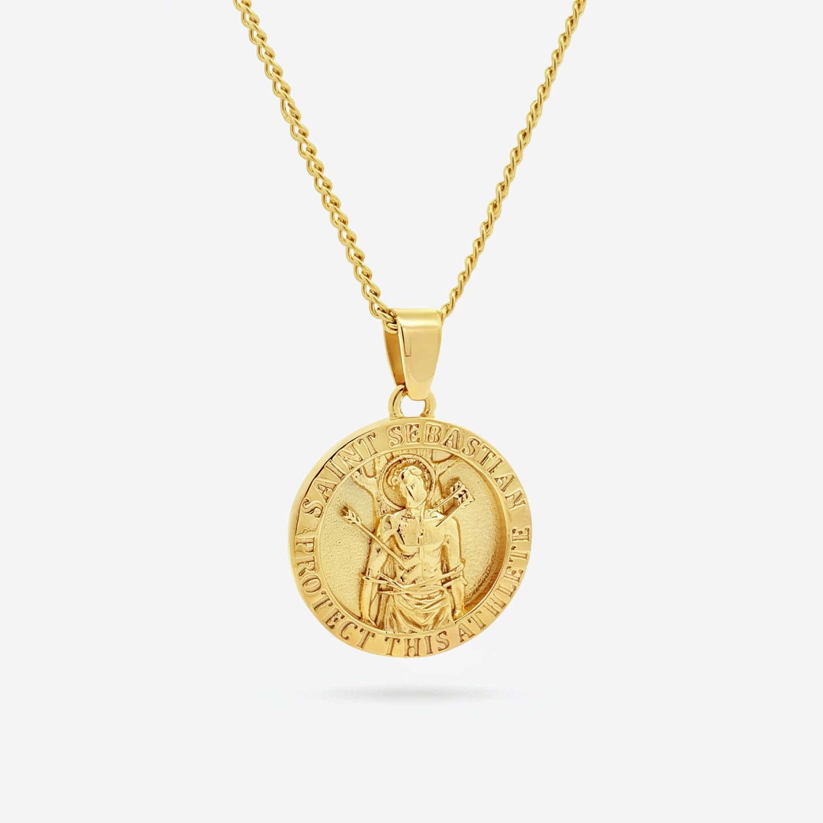 Gold saint Sebastian pendant necklace with chain