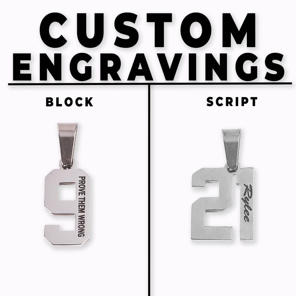 customized number pendant silver
