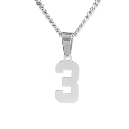 Silver Number 3 Necklace