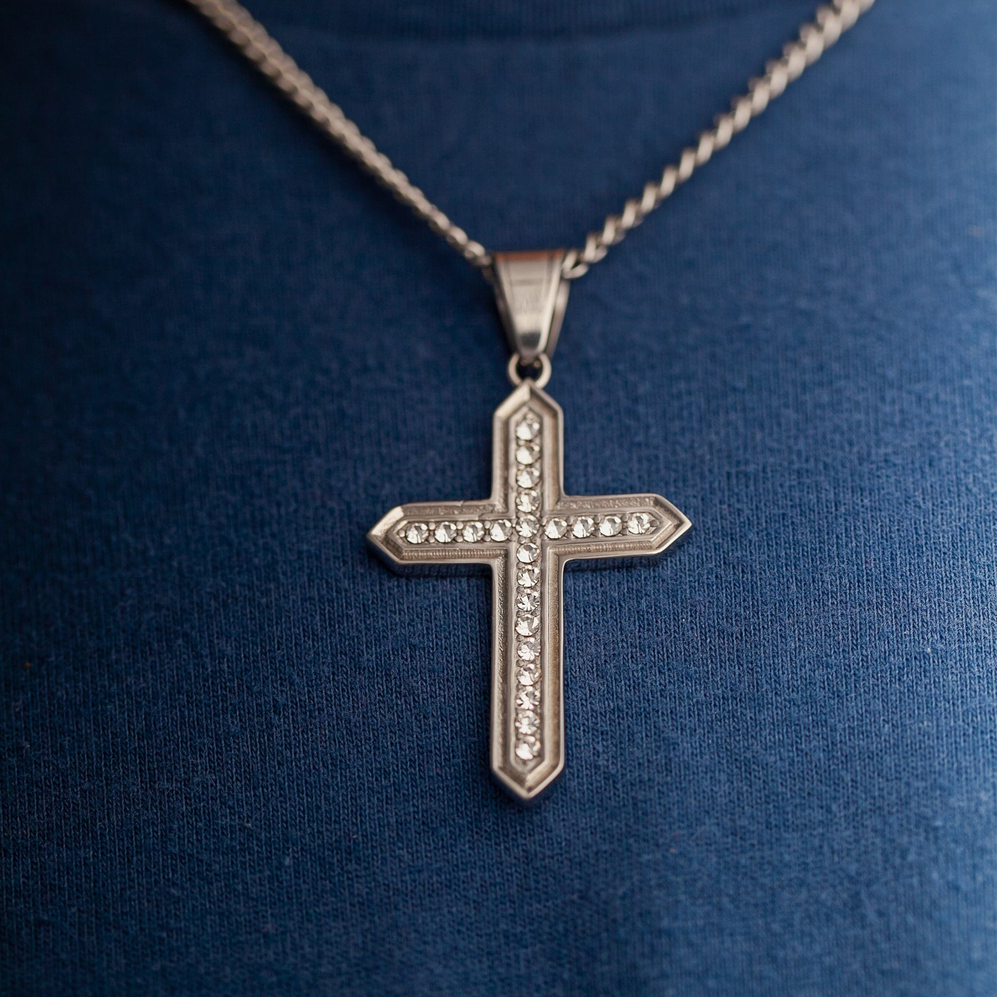 Iced Out Cross - Silver