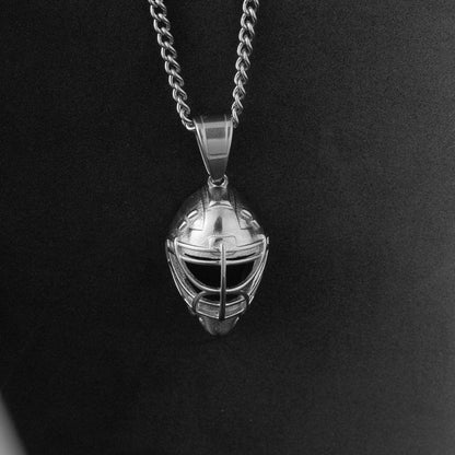 Hockey Goalie Mask Pendant - Silver