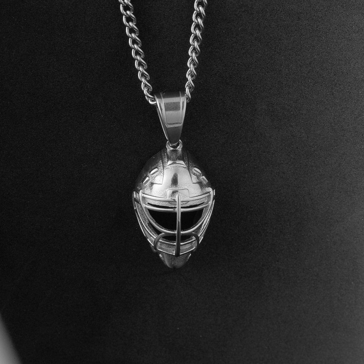 Hockey Goalie Mask Pendant - Silver