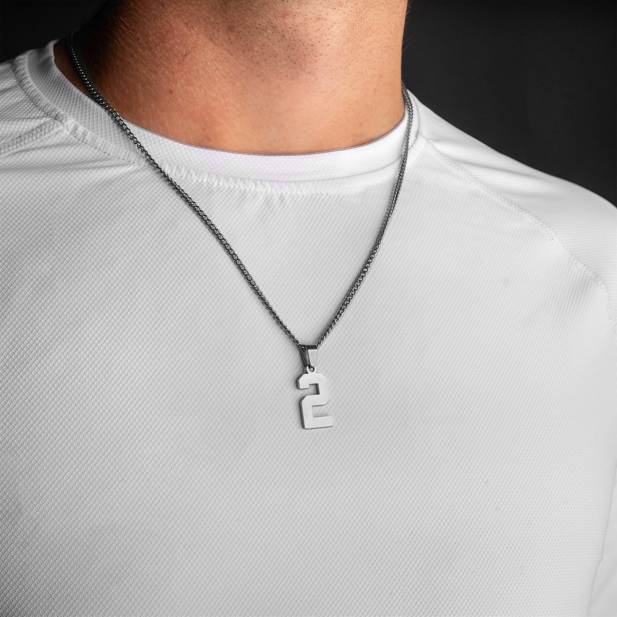 Number Pendant Necklace - Silver
