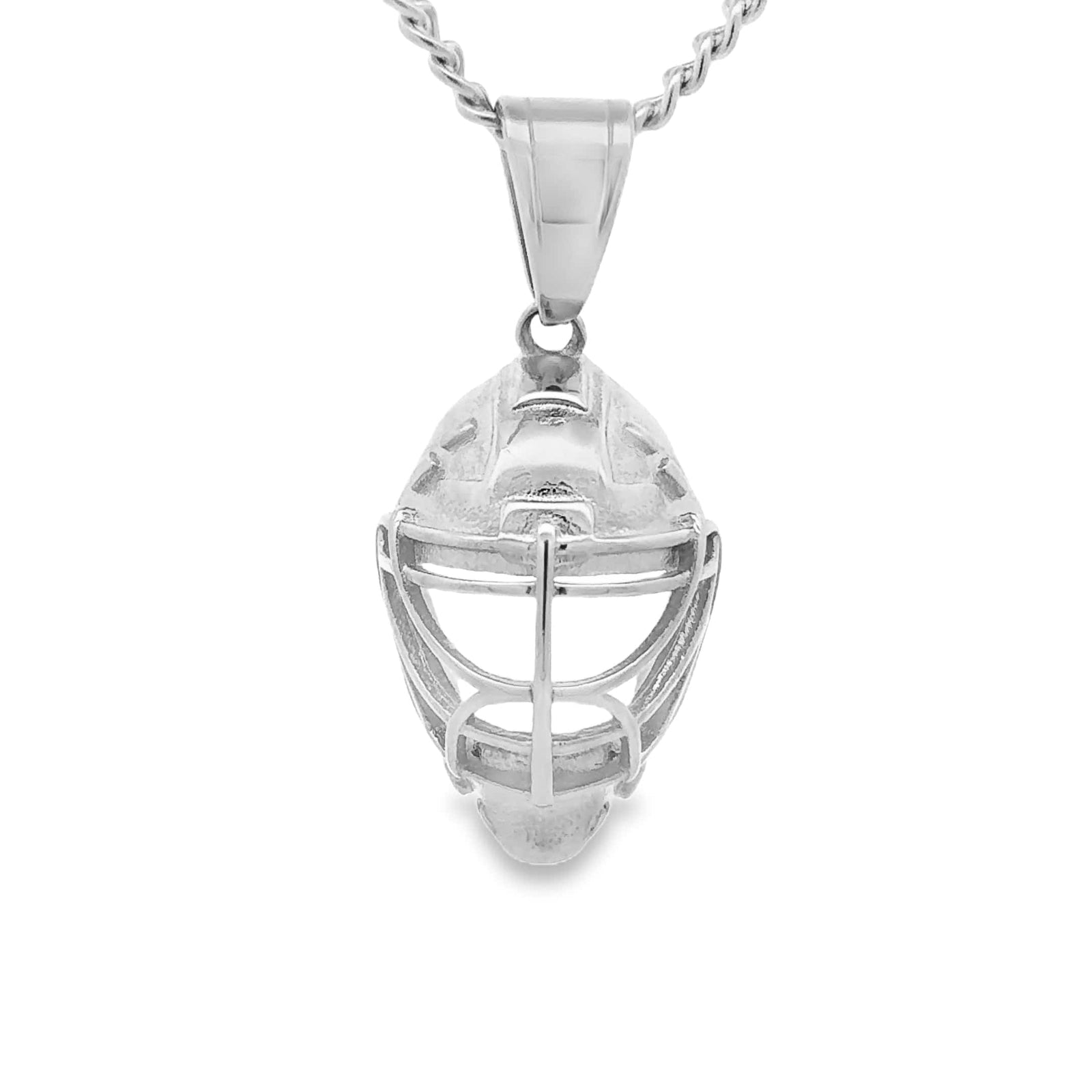 Hockey Goalie Mask Pendant - Silver