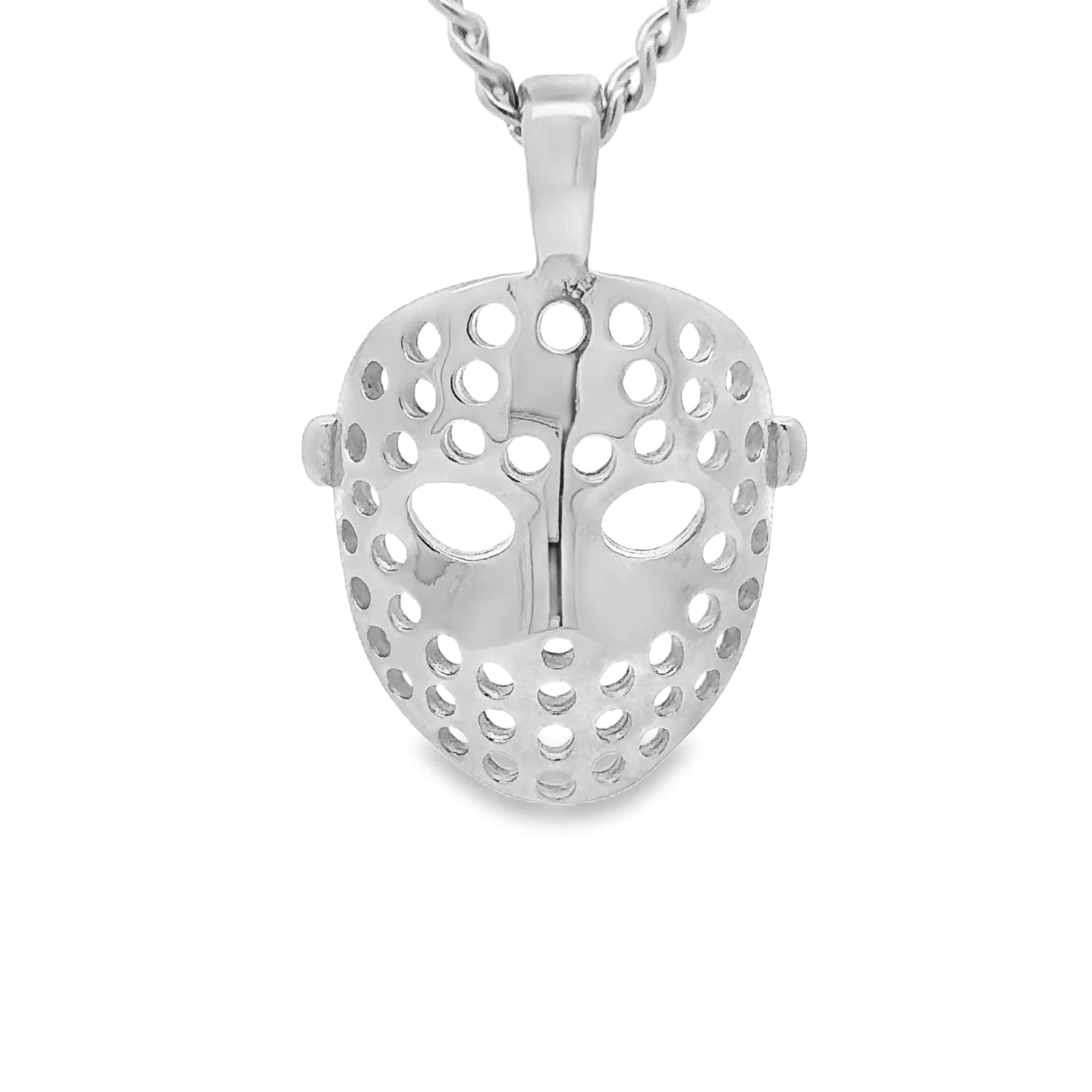 Vintage Hockey Goalie Mask Pendant - Silver