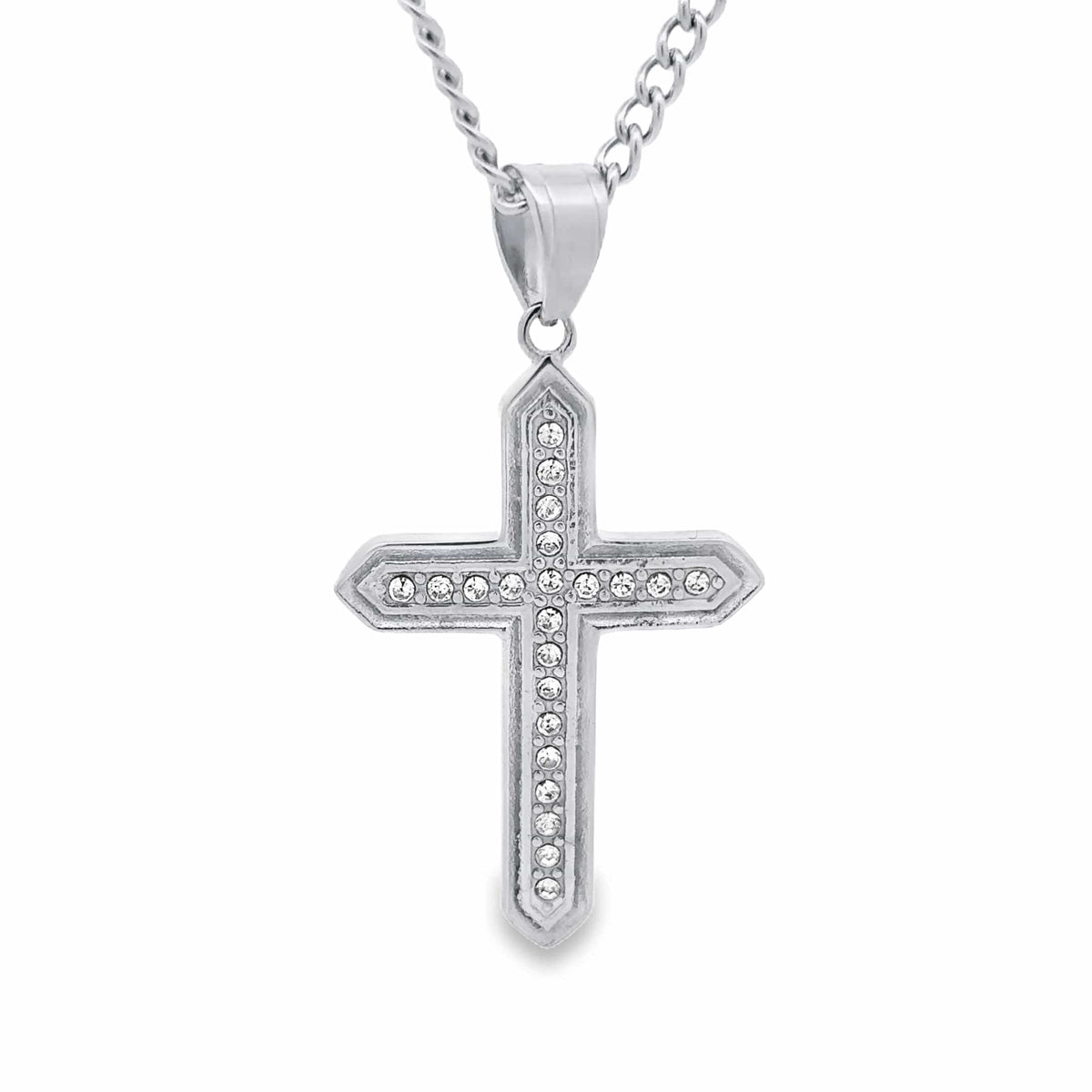 Iced Out Cross - Silver