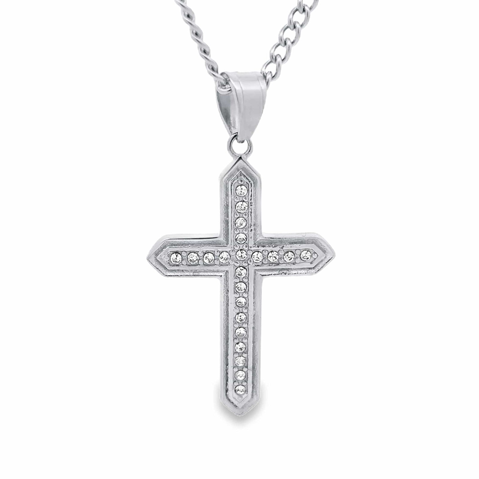 Iced Out Cross - Silver