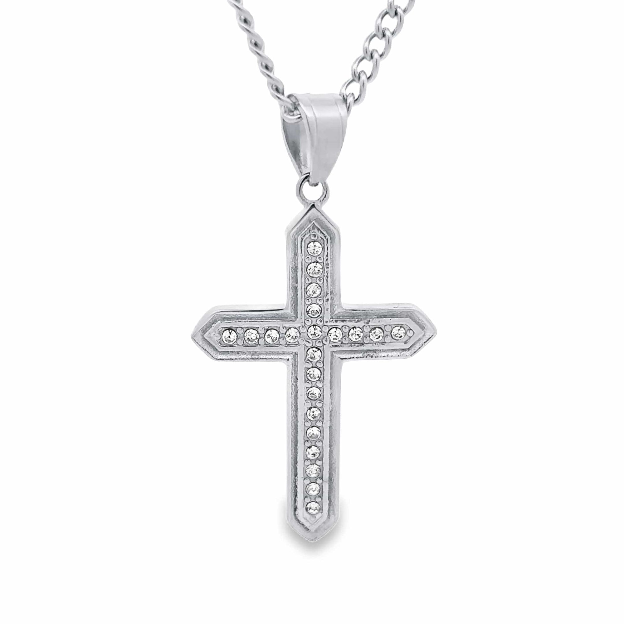 Iced Out Cross - Silver