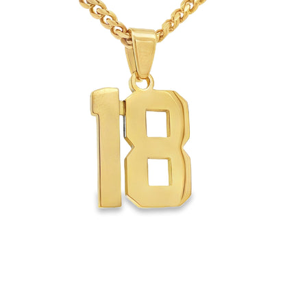 Number Pendant Necklace - Gold