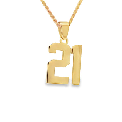 Number Pendant Necklace - Gold
