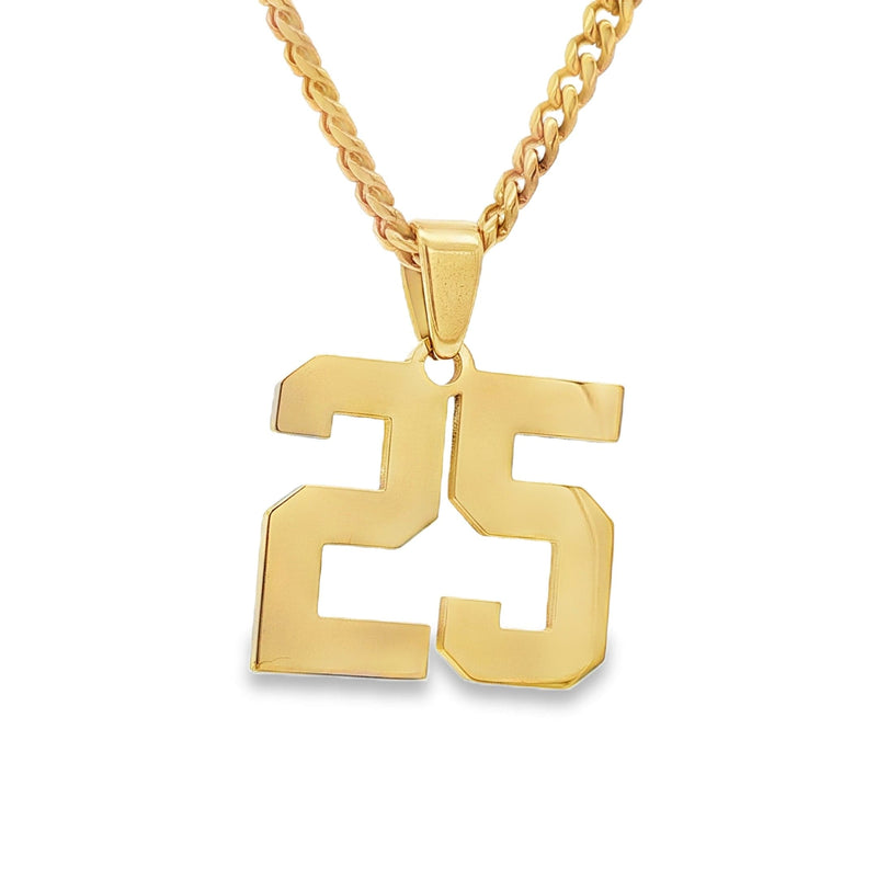 Number Pendant Necklace - Gold