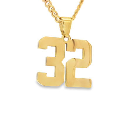 Number Pendant Necklace - Gold