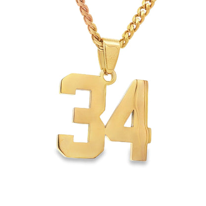 Number Pendant Necklace - Gold