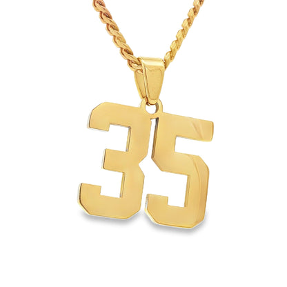 Number Pendant Necklace - Gold