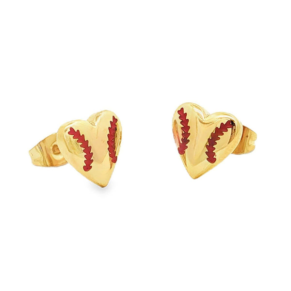 baseball heart earrings