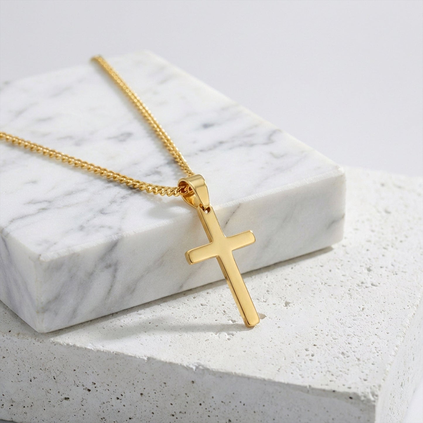 Gold Stainless Steel Cross Necklace