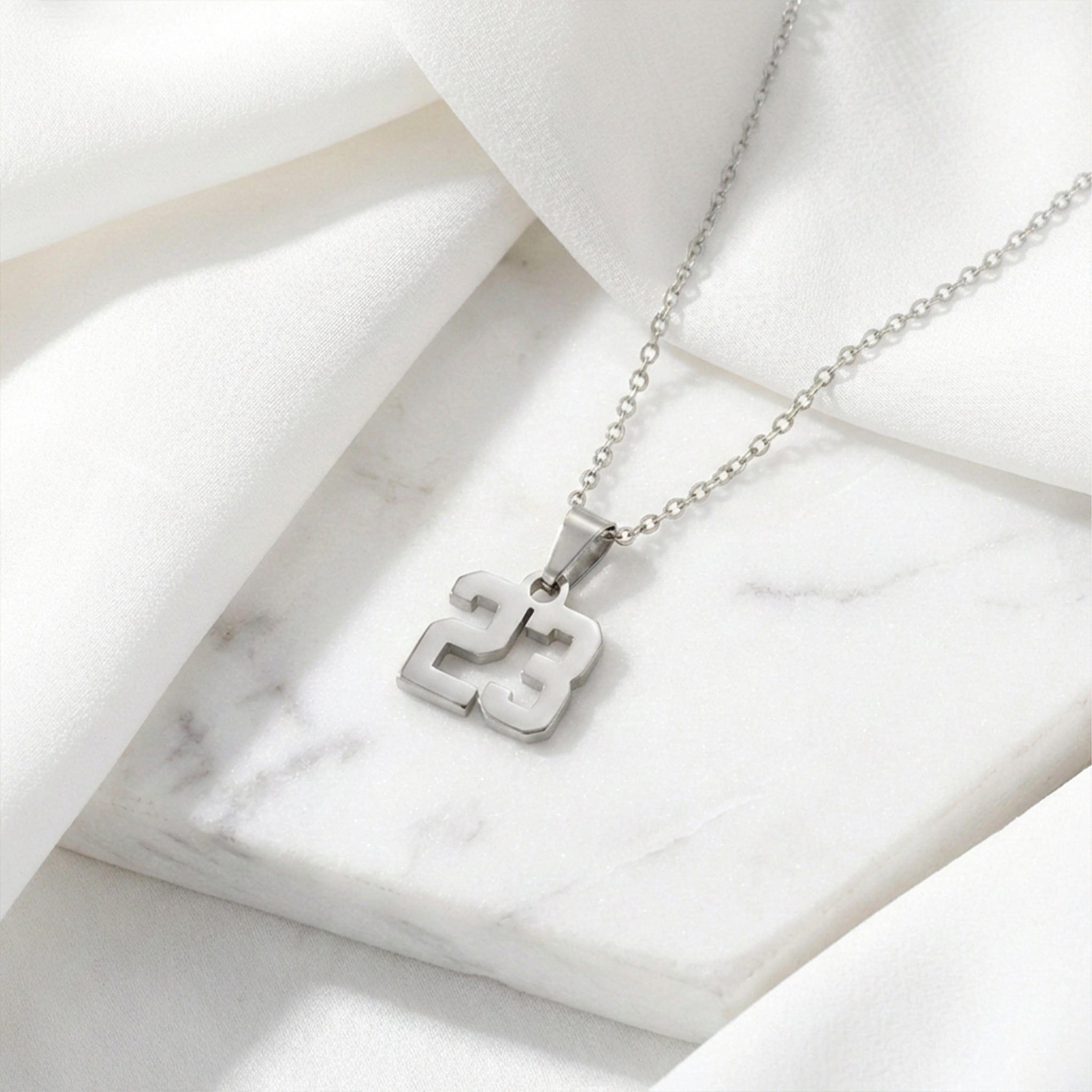Mini Number Necklace - Silver