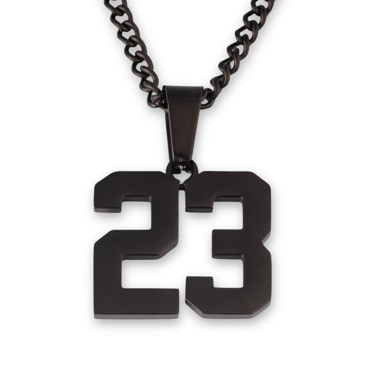 Number Pendant Necklace - Black