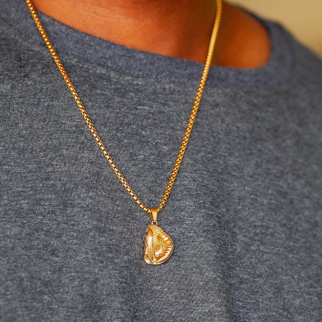 gold catchers mitt necklace