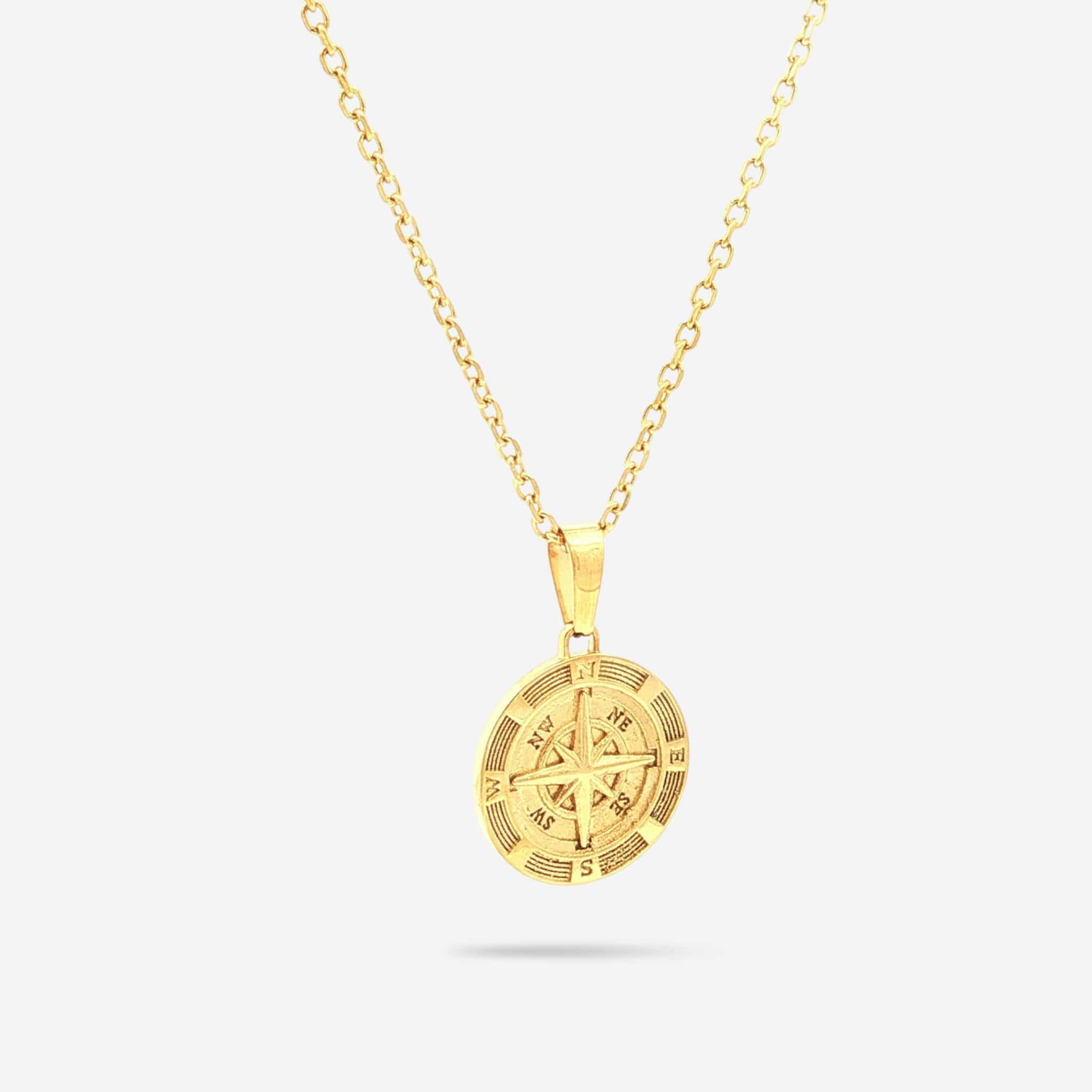 gold compass pendant necklace