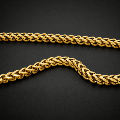 Gold franco chain on a black background