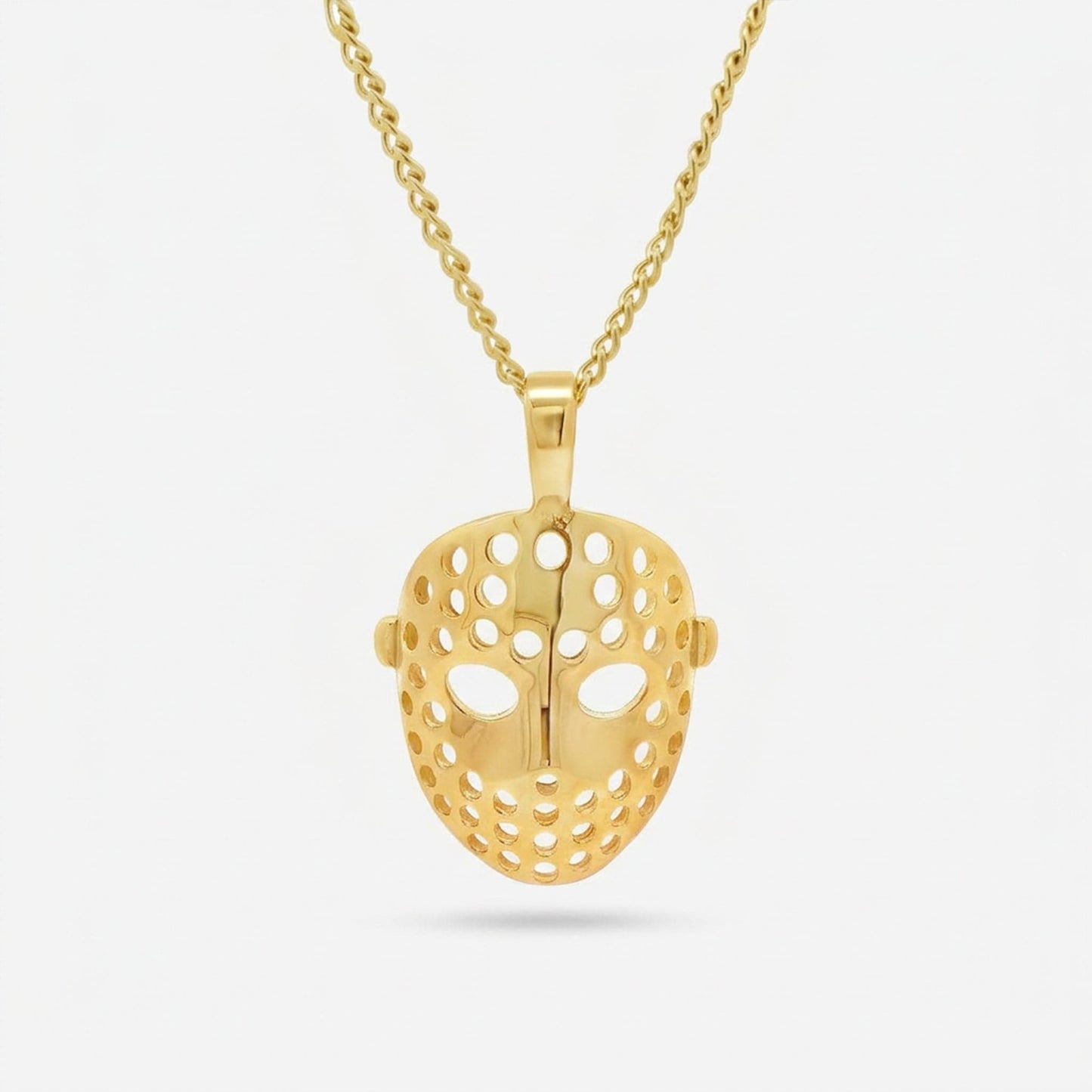 Vintage Hockey Goalie Mask Pendant - Gold