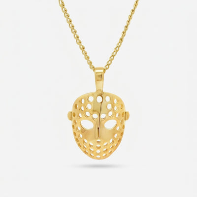 Vintage Hockey Goalie Mask Pendant - Gold