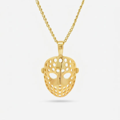 Vintage Hockey Goalie Mask Pendant - Gold