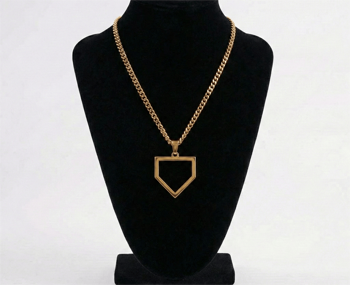 Gold Stainless Home Plate Pendant