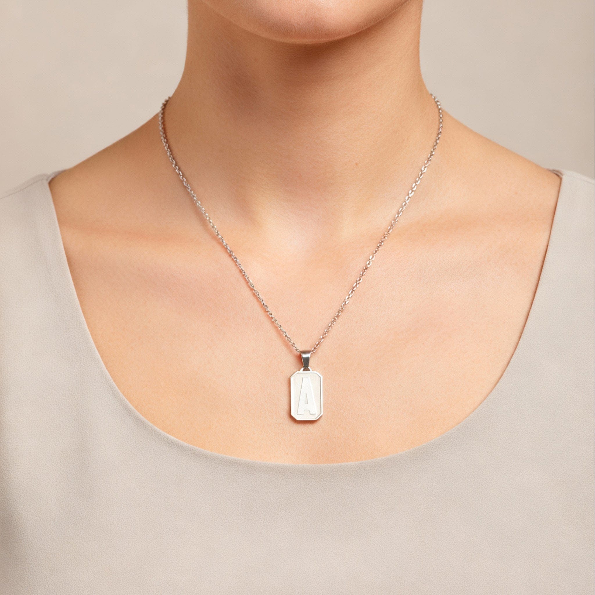 Silver Letter Pendant Necklace