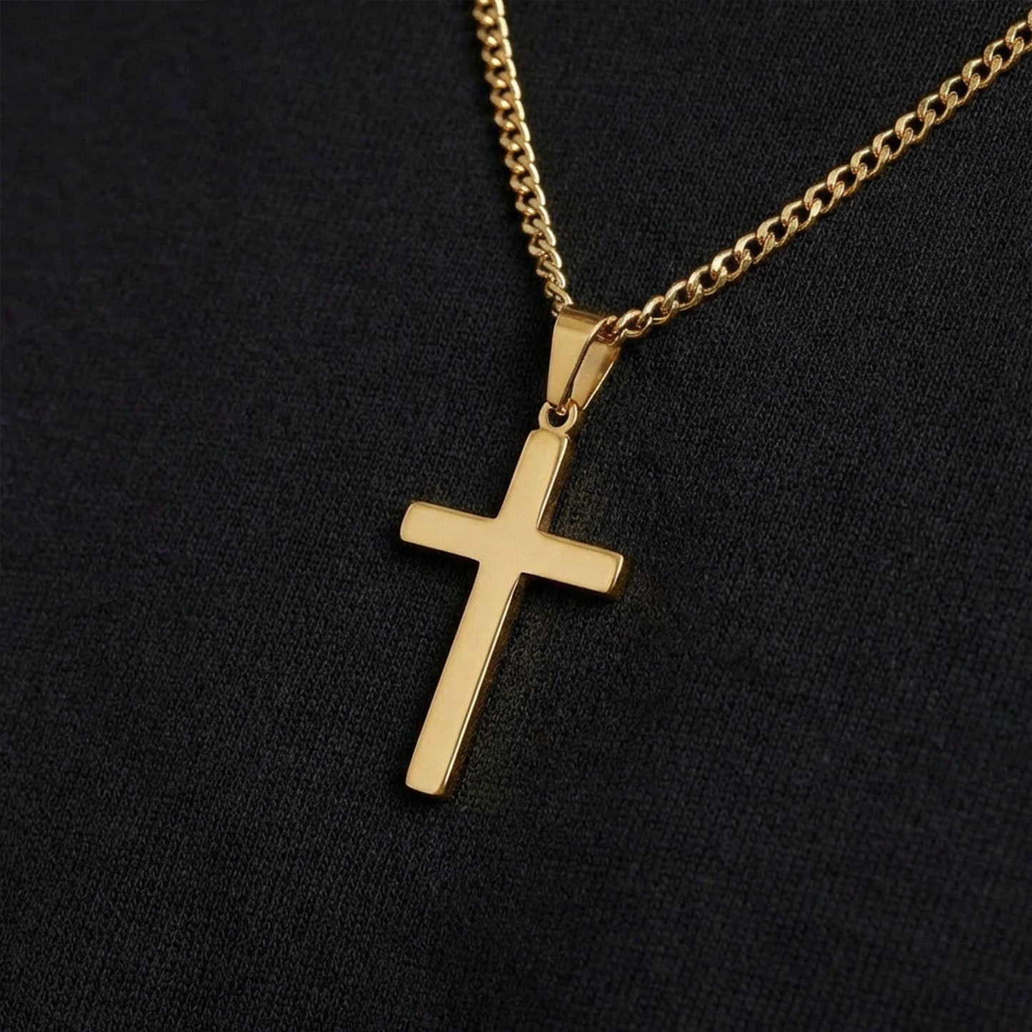 Gold Stainless Steel Cross Necklace