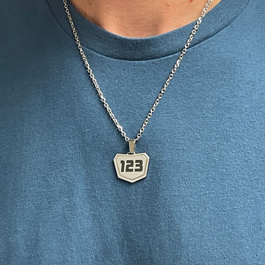 Sports Number Necklace - Stainless Steel - Gold Number 48 Pendant - Baseball Chain - FlowX Jewelry