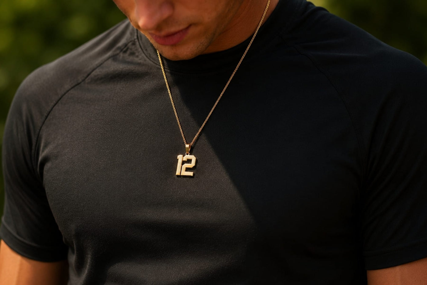 Number Pendant Necklace - Black
