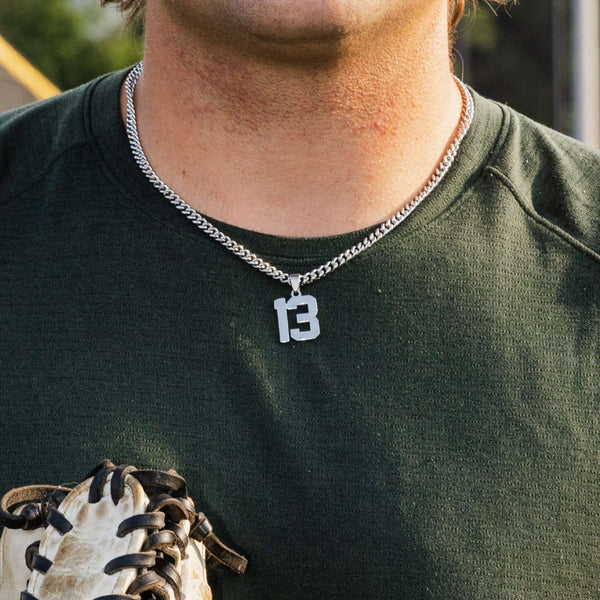 Number Pendant Necklace - Silver