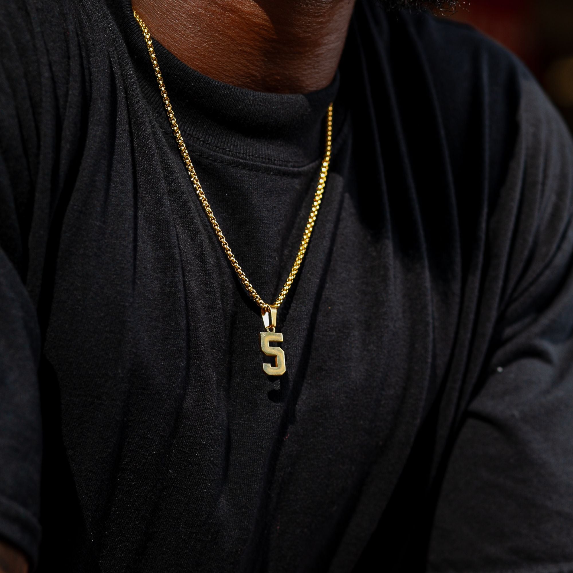 Sports Number Necklace - Stainless Steel - Gold Number 48 Pendant - Baseball Chain - FlowX Jewelry
