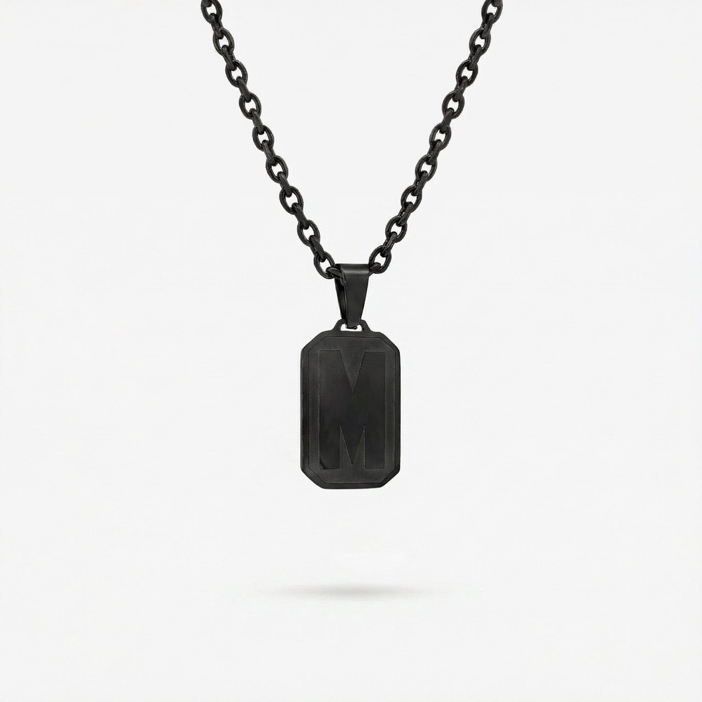 Black Letter Pendant Necklace