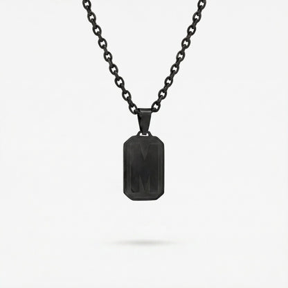 Black Letter Pendant Necklace