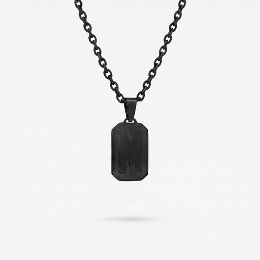 Black Letter Pendant Necklace