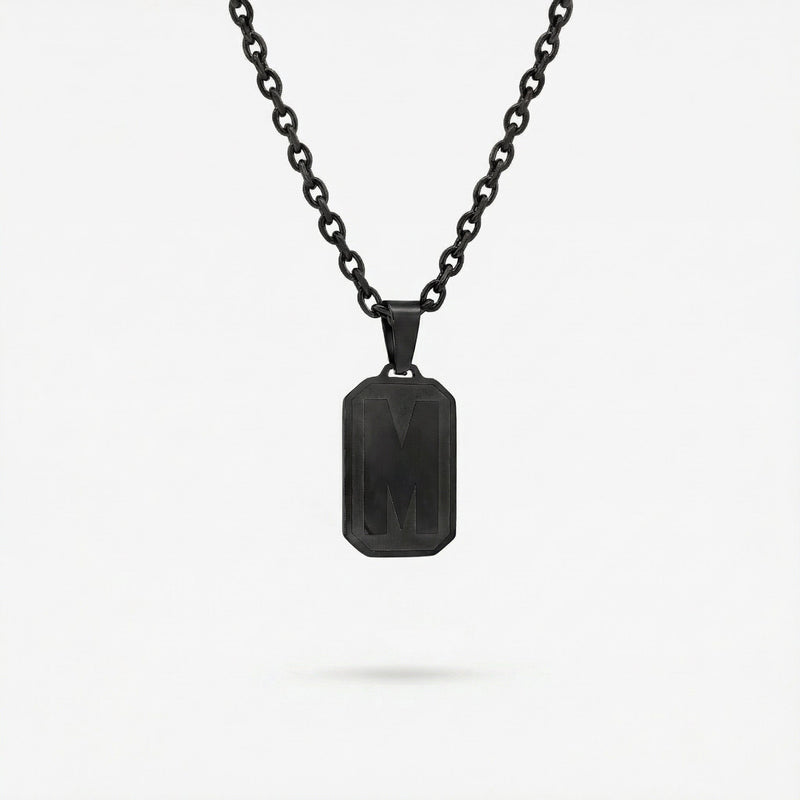 Black Letter Pendant Necklace