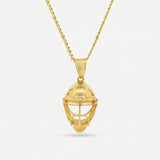 Hockey Goalie Mask Pendant - Gold