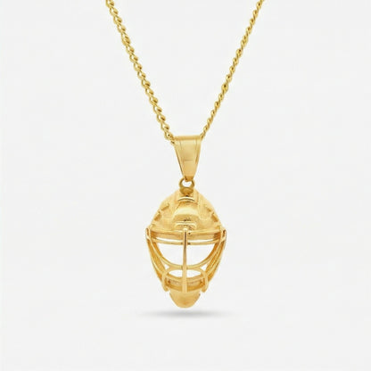 Hockey Goalie Mask Pendant - Gold