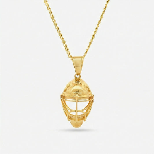 Hockey Goalie Mask Pendant - Gold
