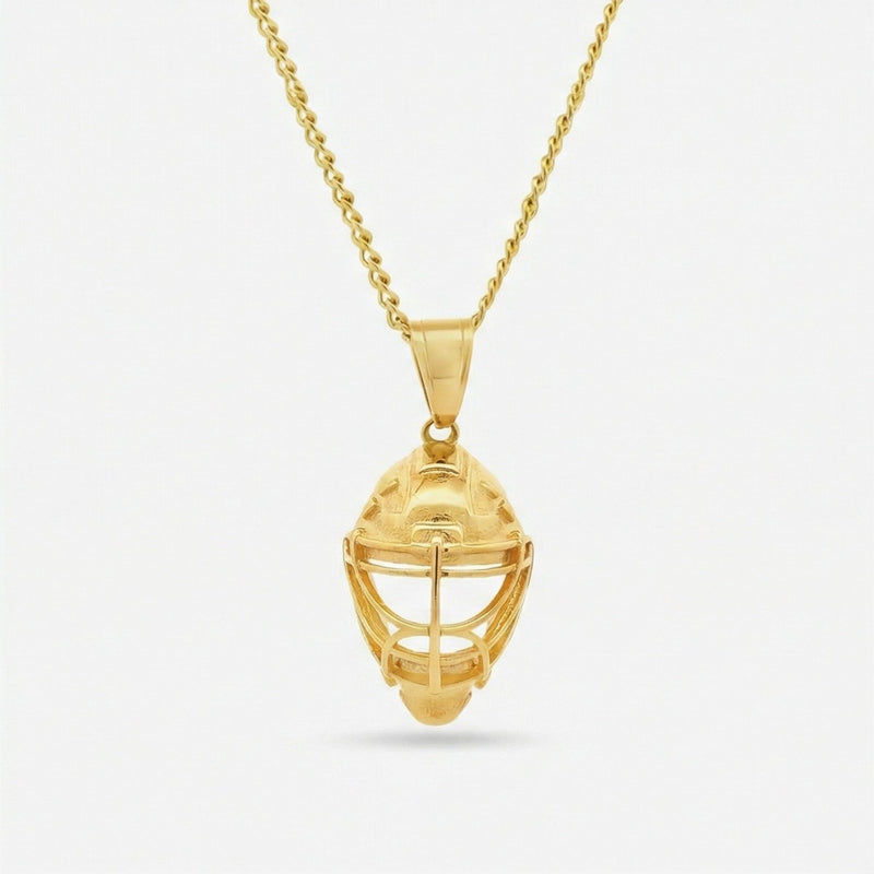 Hockey Goalie Mask Pendant - Gold