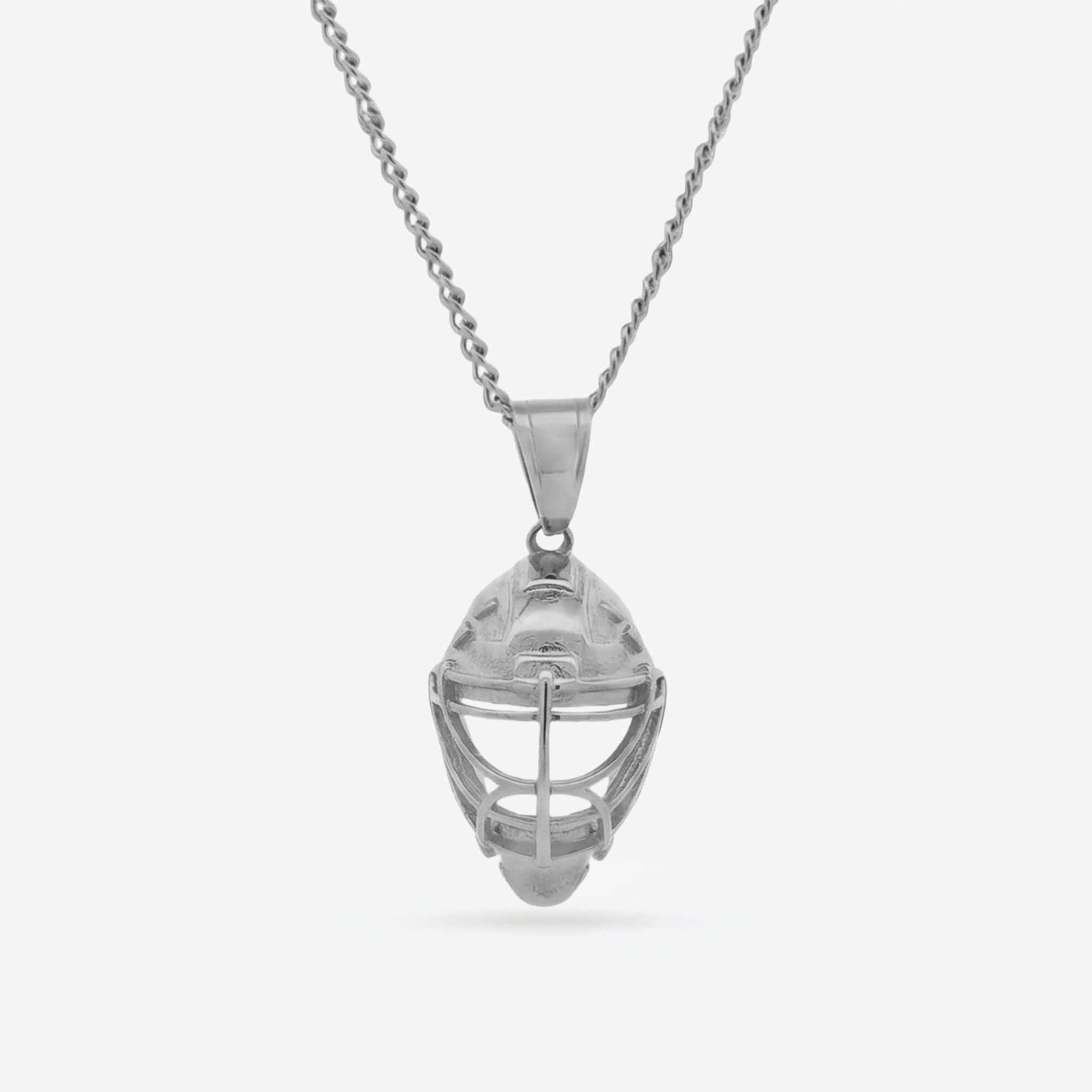 Hockey Goalie Mask Pendant - Silver