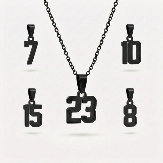 Mini Number Necklace - Black
