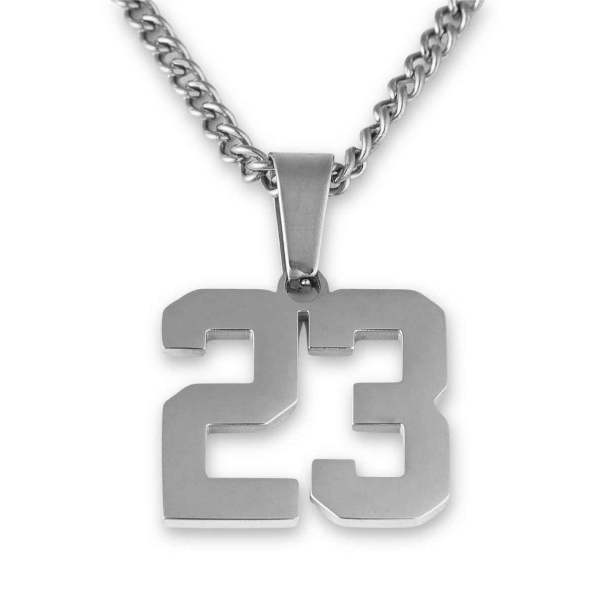 Number Pendant Necklace - Silver