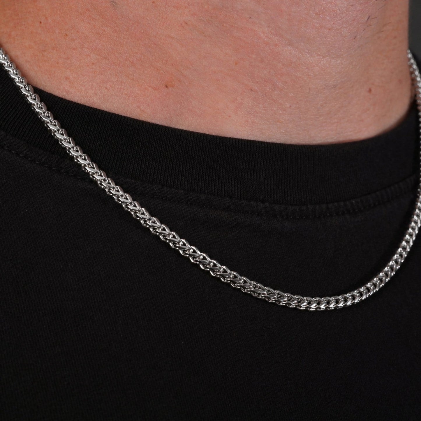 silver franco on model closeup