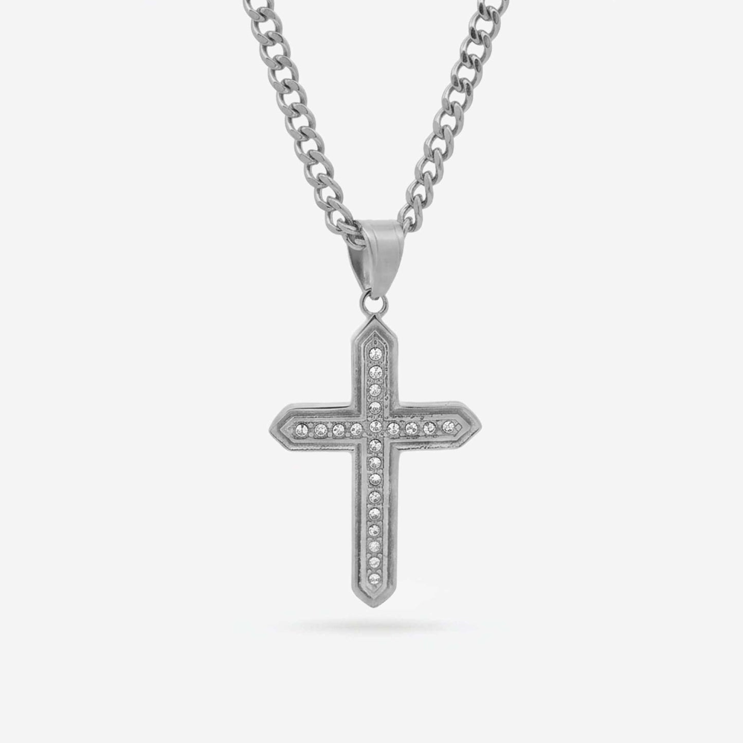 Iced Out Cross - Silver