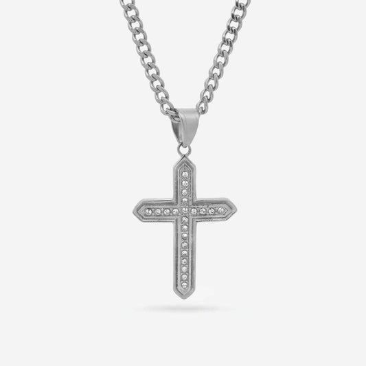 Iced Out Cross - Silver