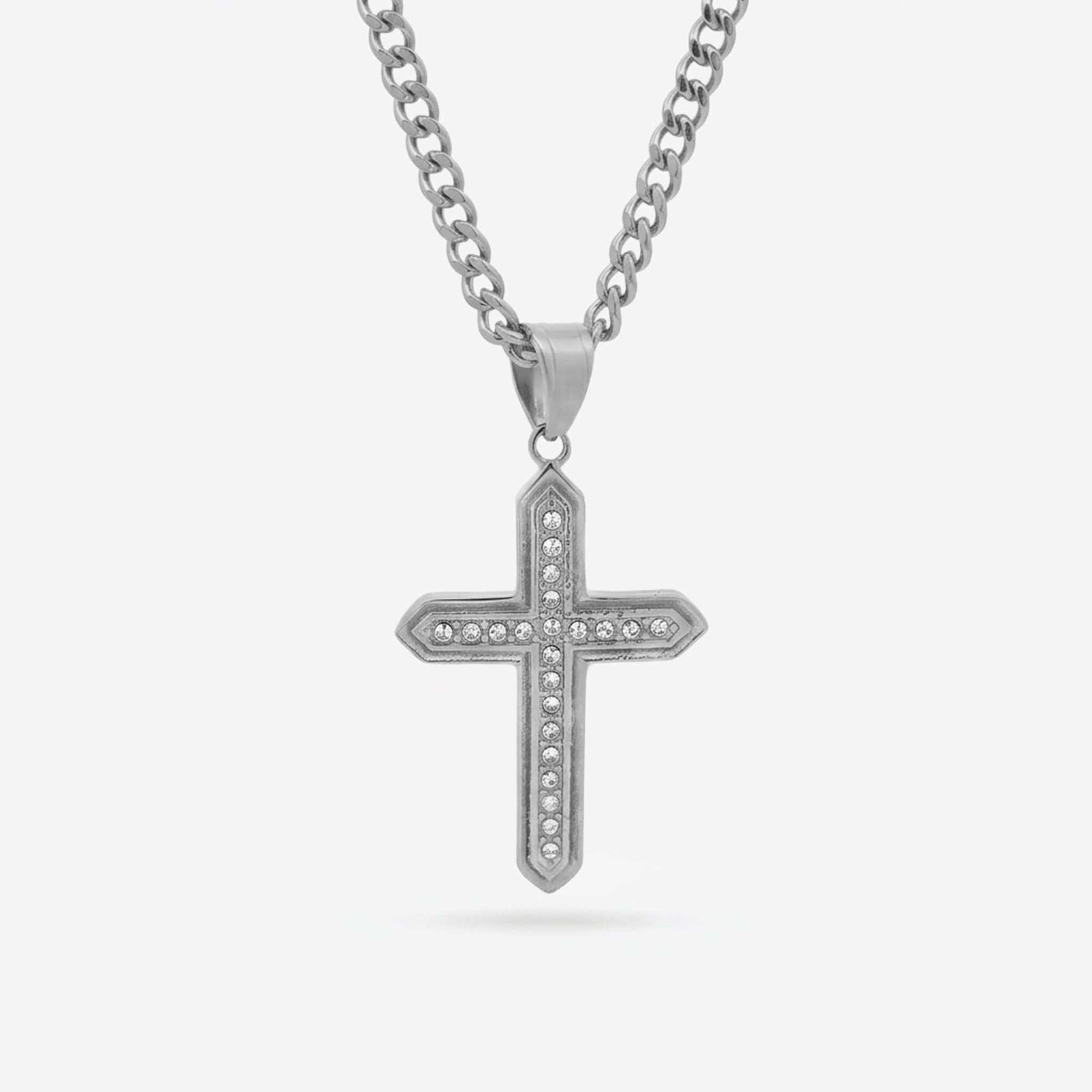 Iced Out Cross - Silver